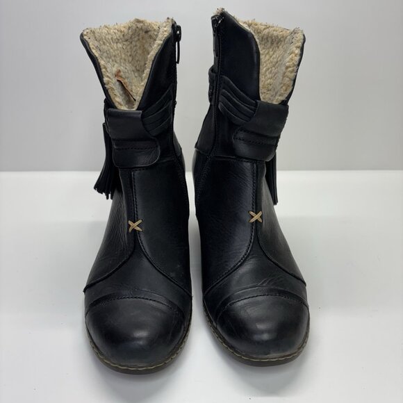 El Naturalista Black Leather Winter Boots 37 Fleece Lined Comfort Boho Chic Eco - Picture 2 of 16